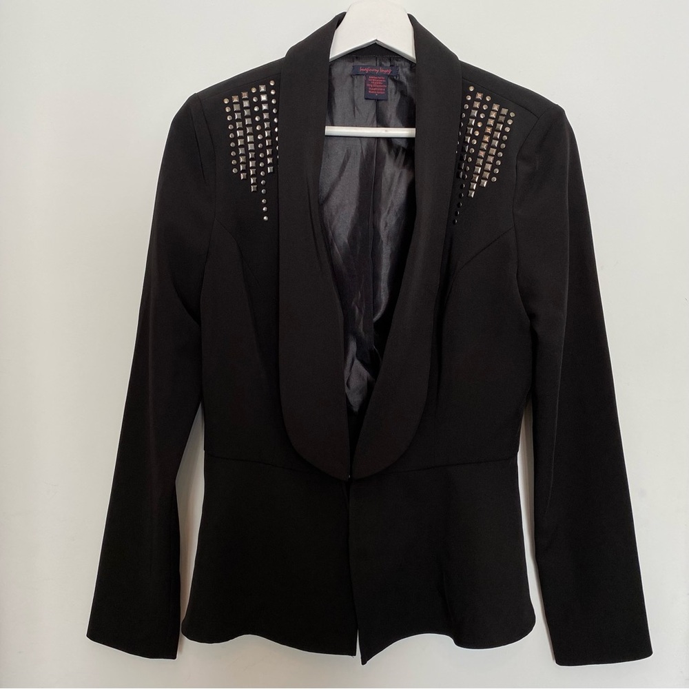 Imaginary Voyage Studded Black Peplum Blazer | Small